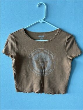 Brown Crop Tee with Graphic